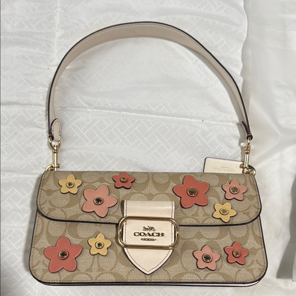 Coach Beige Floral Shoulder Bag